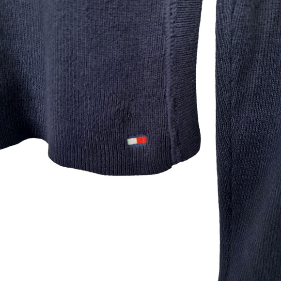 Vintage Y2K Tommy Hilfiger Blue Knit Sweater Stripe Sleeve Women’s XL - Picture 6 of 11